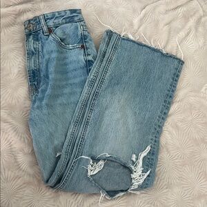 Zara Blue Boyfriend Jeans with Distressed Details